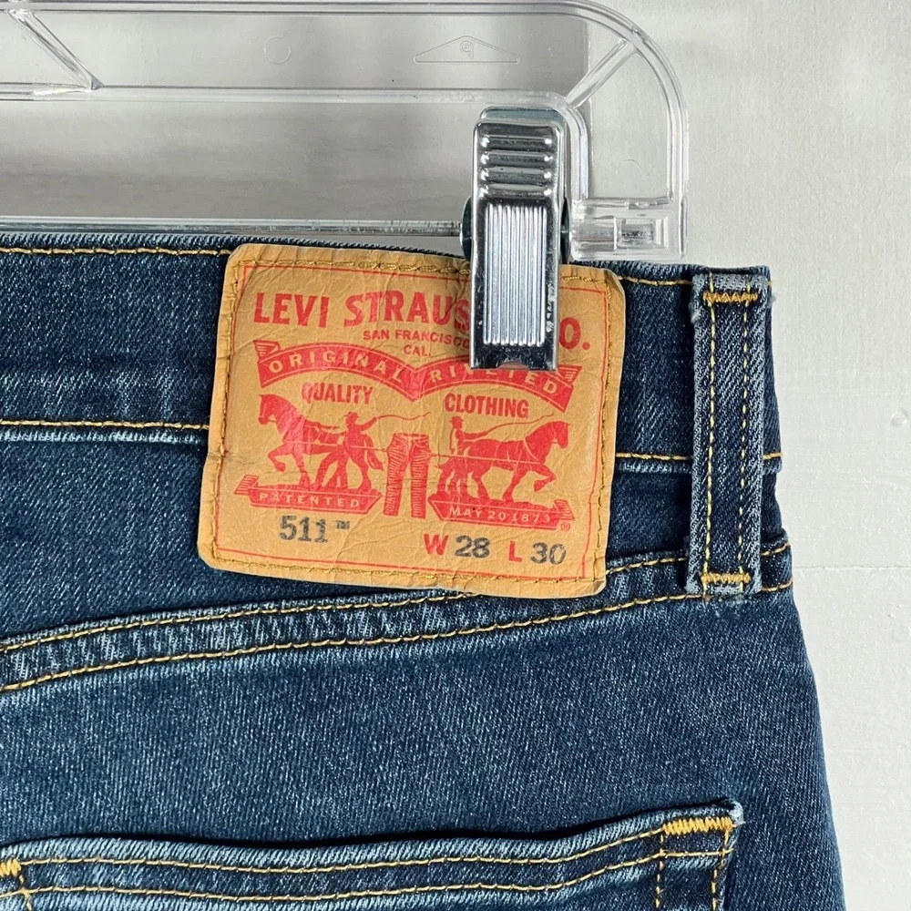 Levis 511 Slim Fit Jeans Mens 28x30 Dark Wash Stretch Denim 04511-1390